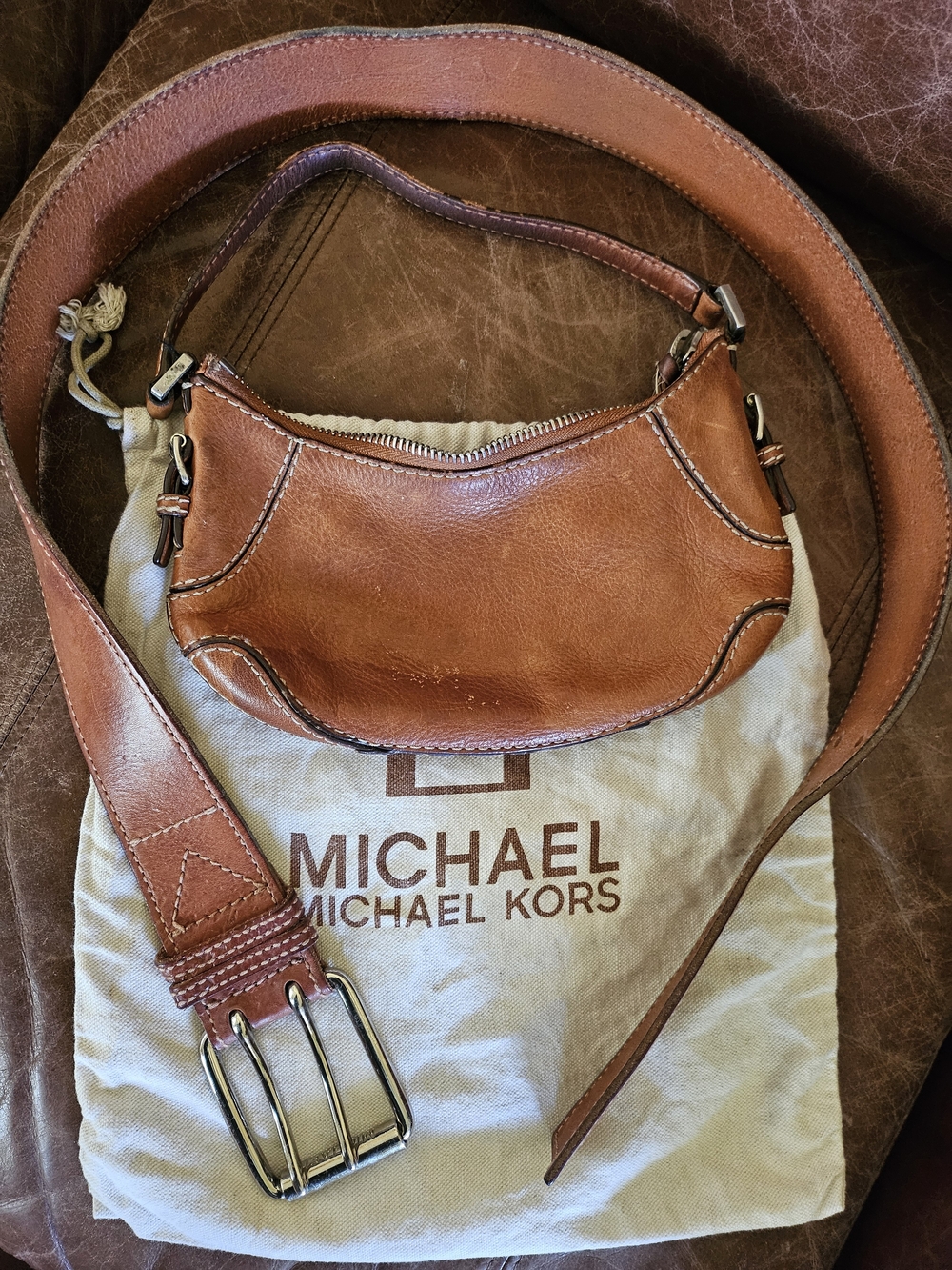Michael Kors Pebbled Leather Purse And Belt Set